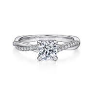 Campana - 14K White Gold Round Twisted Diamond Engagement Ring