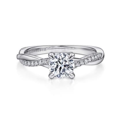 Campana - 14K White Gold Round Twisted Diamond Engagement Ring