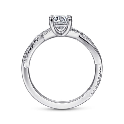 Campana - 14K White Gold Round Twisted Diamond Engagement Ring