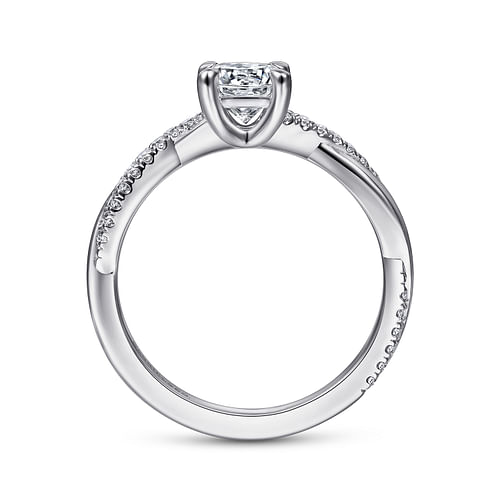 Campana - 14K White Gold Round Twisted Diamond Engagement Ring - 0.14 ct - Shot 2