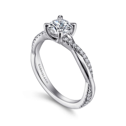 Campana - 14K White Gold Round Twisted Diamond Engagement Ring