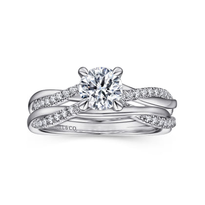 Campana - 14K White Gold Round Twisted Diamond Engagement Ring