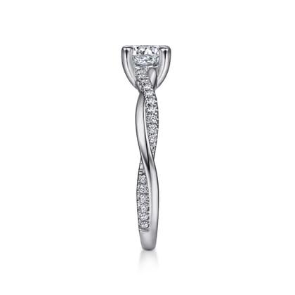 Campana - 14K White Gold Round Twisted Diamond Engagement Ring