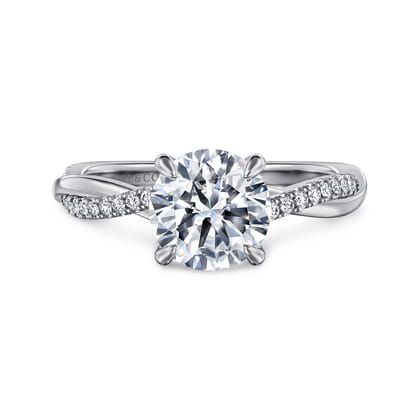 Campana - 14K White Gold Round Twisted Diamond Engagement Ring