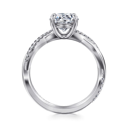 Campana - 14K White Gold Round Twisted Diamond Engagement Ring