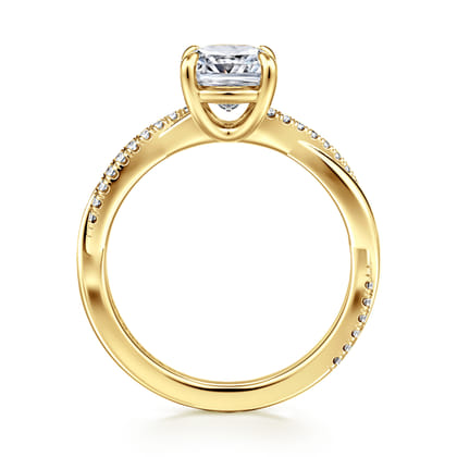 Campana - 14K Yellow Gold Cushion Cut Twisted Diamond Engagement Ring