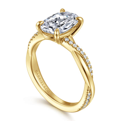 Campana - 14K Yellow Gold Oval Diamond Engagement Ring