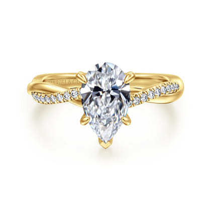 Campana - 14K Yellow Gold Pear Shape Twisted Diamond Engagement Ring