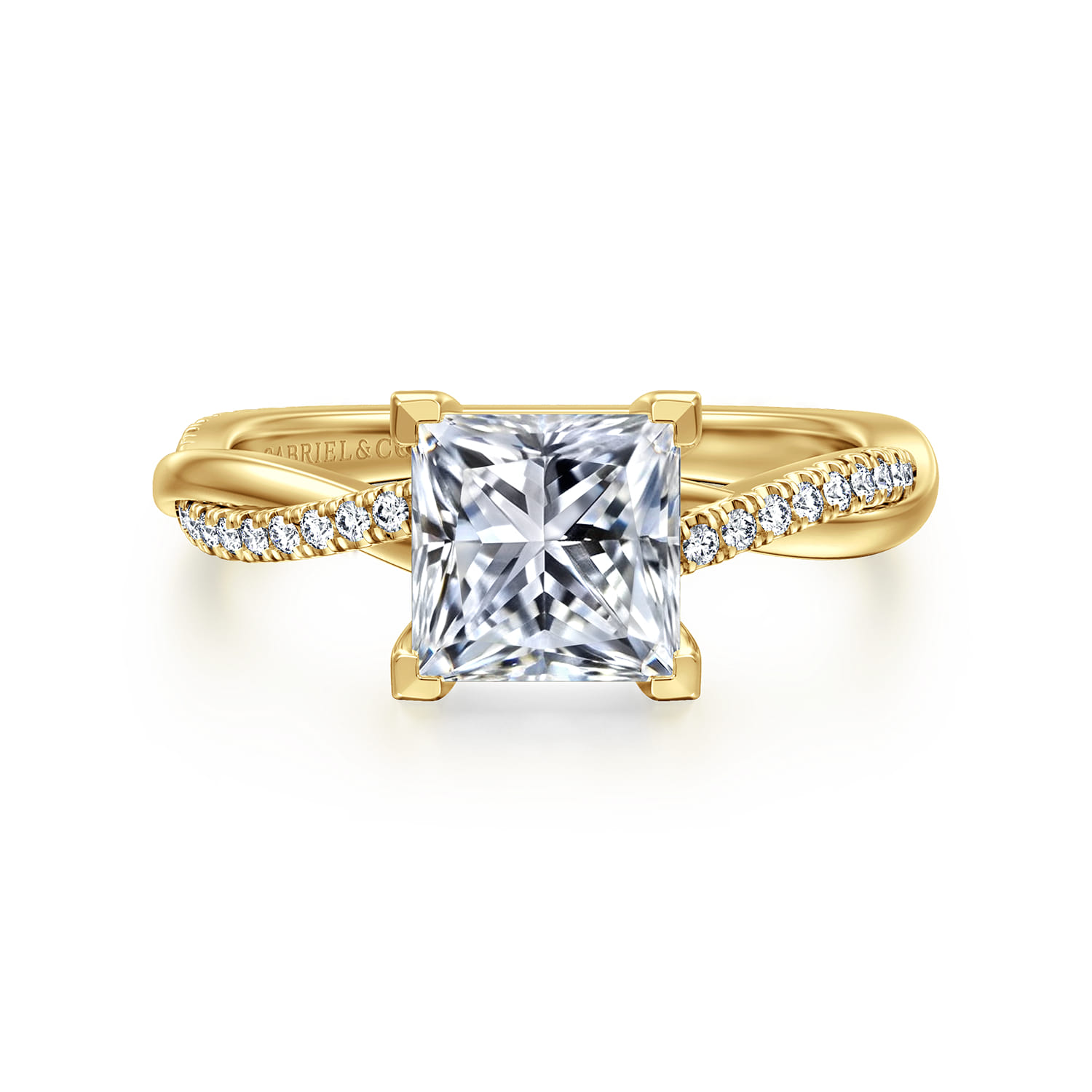 Campana - 14K Yellow Gold Princess Cut Twisted Diamond Engagement Ring