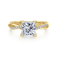 Campana - 14K Yellow Gold Princess Cut Twisted Diamond Engagement Ring
