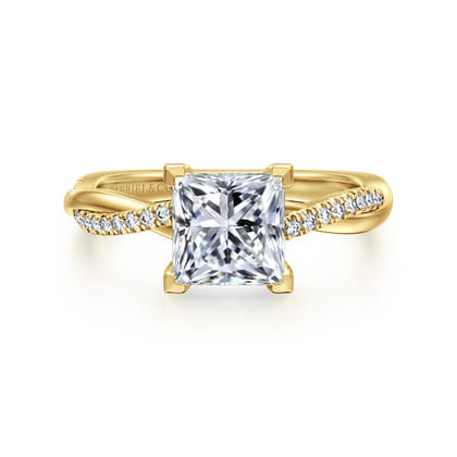 Campana - 14K Yellow Gold Princess Cut Twisted Diamond Engagement Ring