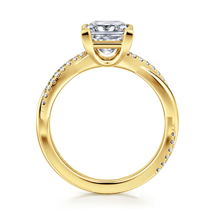 Campana - 14K Yellow Gold Princess Cut Twisted Diamond Engagement Ring