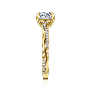 Campana - 14K Yellow Gold Round Twisted Diamond Engagement Ring