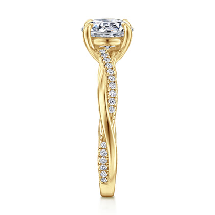 Campana - 14K Yellow Gold Round Twisted Diamond Engagement Ring