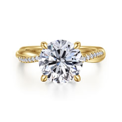 14K Yellow Gold Twisted Round Diamond Engagement Ring