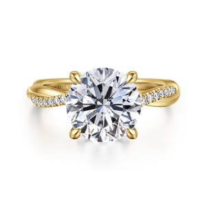 Campana - 14K Yellow Gold Twisted Round Diamond Engagement Ring