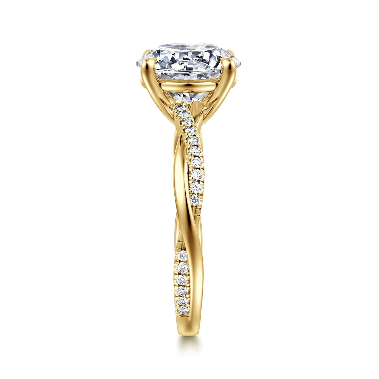 Campana - 14K Yellow Gold Twisted Round Diamond Engagement Ring
