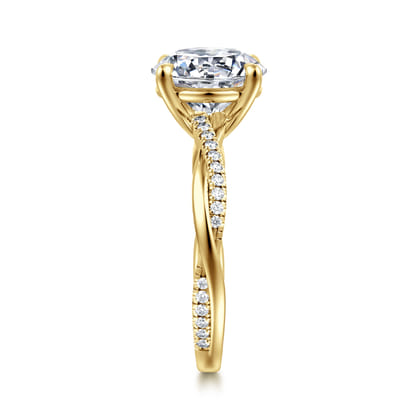 Campana - 14K Yellow Gold Twisted Round Diamond Engagement Ring
