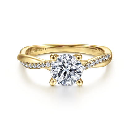 Campana - 14K Yellow Gold Twisted Round Diamond Engagement Ring