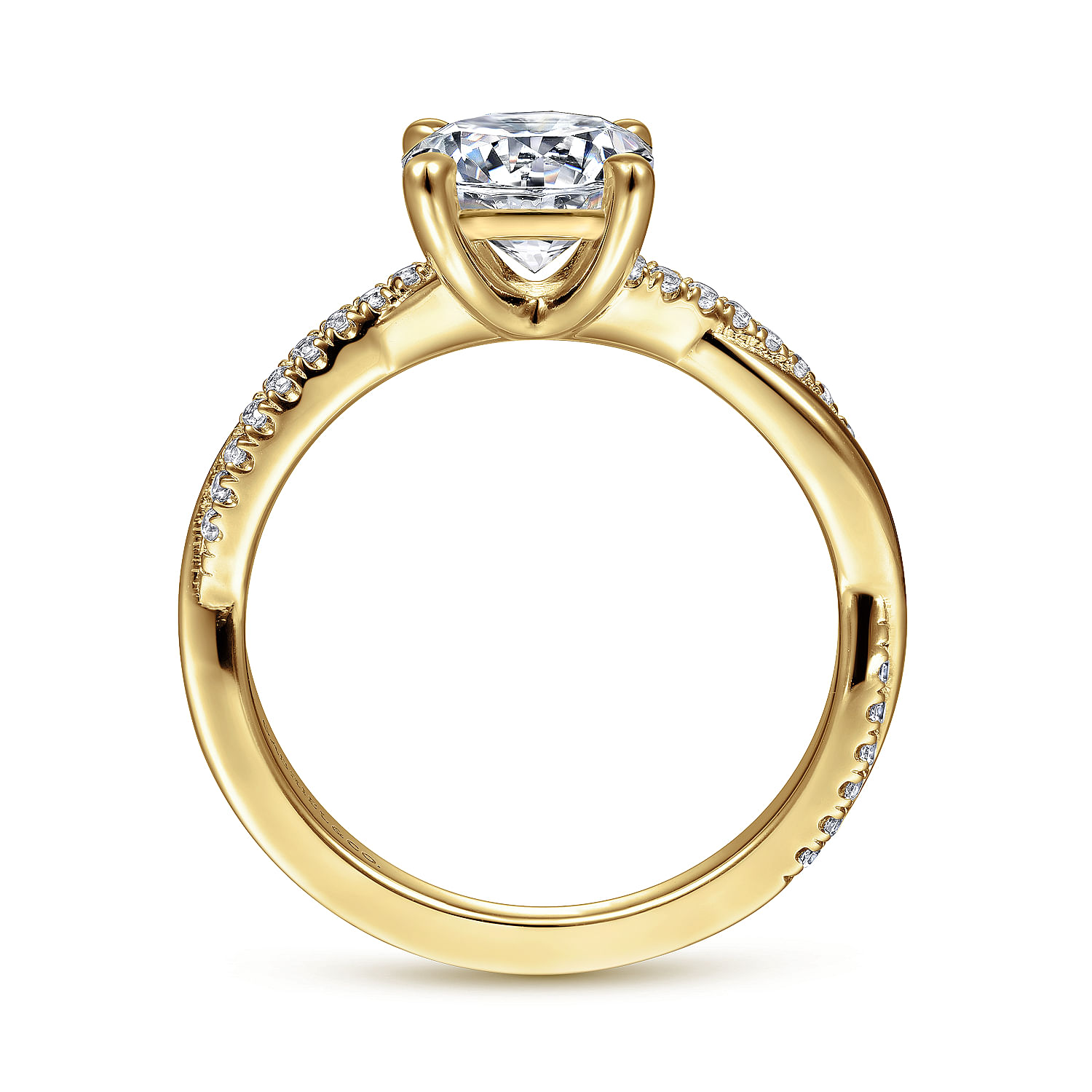 Campana - 14k Yellow Gold 1 Carat Round Twisted Natural Diamond