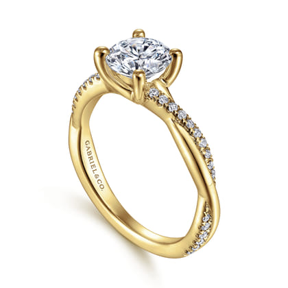 Campana - 14K Yellow Gold Twisted Round Diamond Engagement Ring
