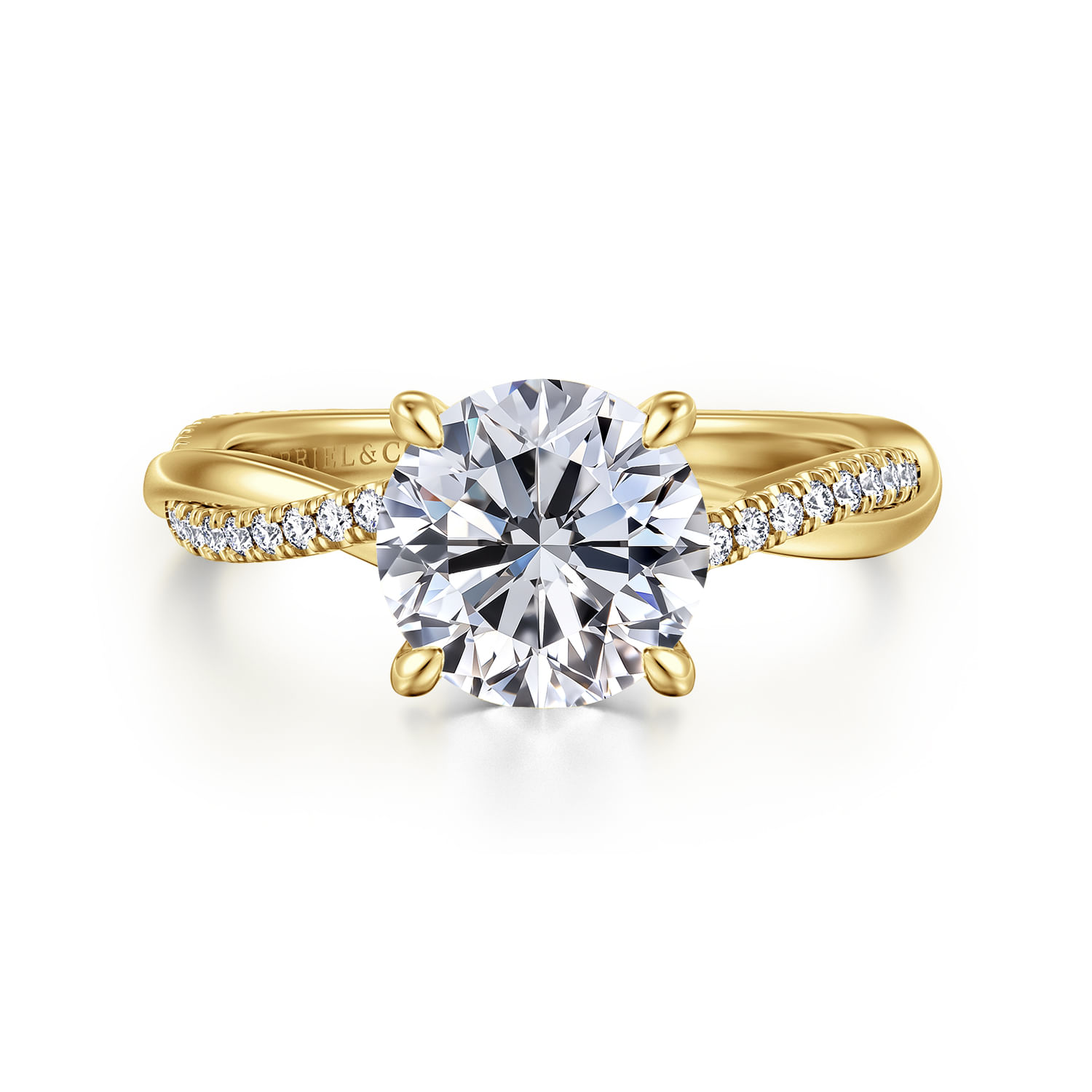 Campana - 14K Yellow Gold Twisted Round Diamond Engagement Ring