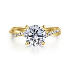 Campana - 14K Yellow Gold Twisted Round Diamond Engagement Ring