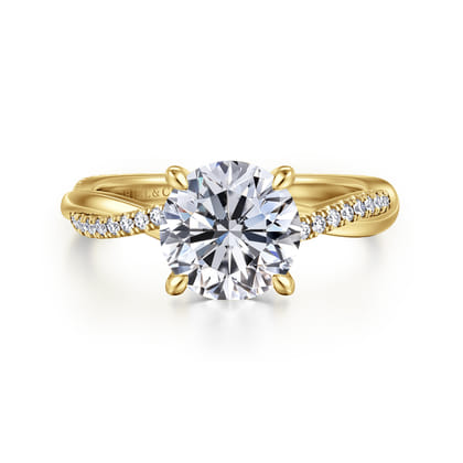 Campana - 14K Yellow Gold Twisted Round Diamond Engagement Ring