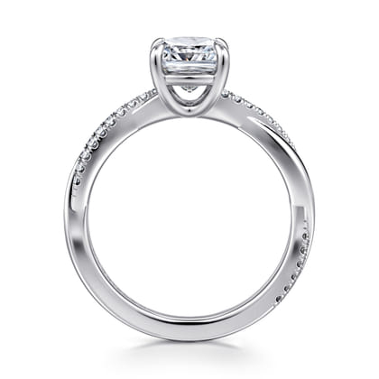 Campana - 18K White Gold Cushion Cut Twisted Diamond Engagement Ring