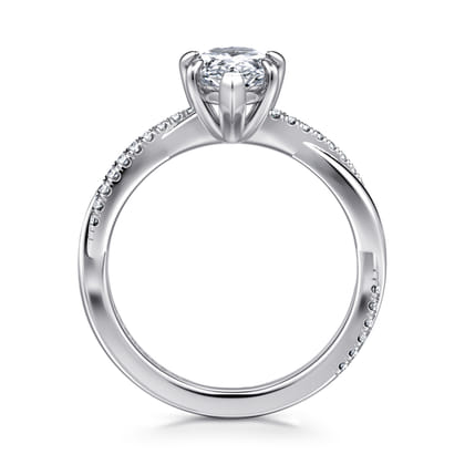 Campana - 18K White Gold Pear Shape Twisted Diamond Engagement Ring