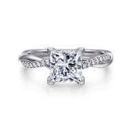 Campana - 18K White Gold Princess Cut Twisted Diamond Engagement Ring