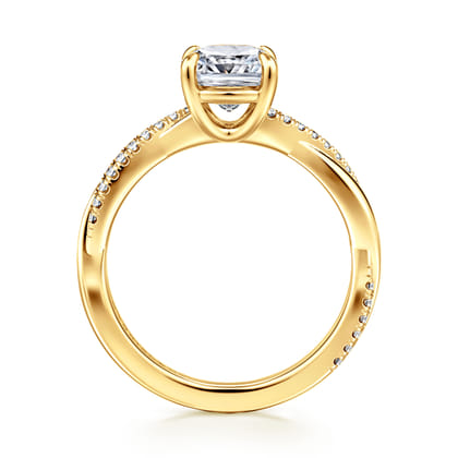 Campana - 18K Yellow Gold Cushion Cut Twisted Diamond Engagement Ring