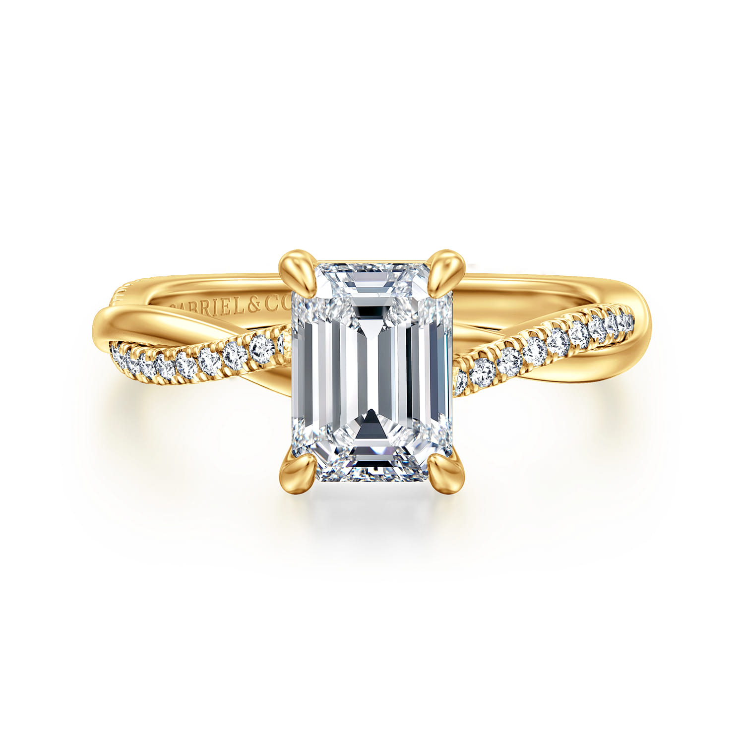 Campana - 18K Yellow Gold Emerald Cut Twisted Diamond Engagement Ring