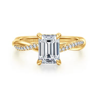 Campana - 18K Yellow Gold Emerald Cut Twisted Diamond Engagement Ring