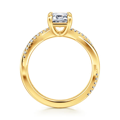 Campana - 18K Yellow Gold Emerald Cut Twisted Diamond Engagement Ring