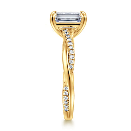 Campana - 18K Yellow Gold Emerald Cut Twisted Diamond Engagement Ring