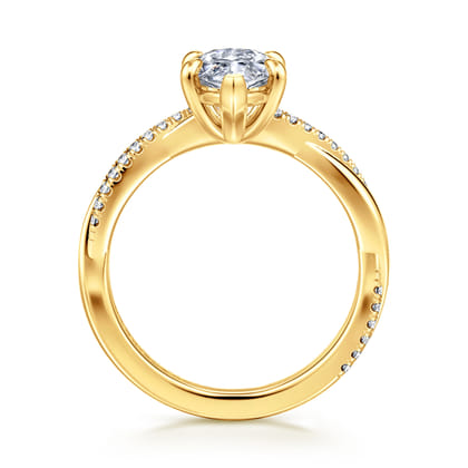 Campana - 18K Yellow Gold Marquise Shape Twisted Diamond Engagement Ring