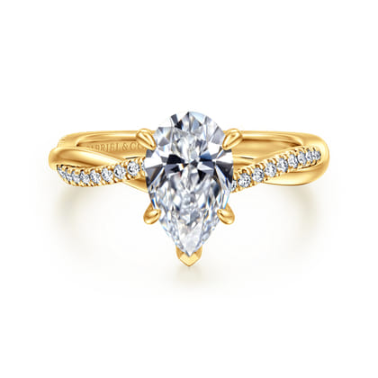 Campana - 18K Yellow Gold Pear Shape Twisted Diamond Engagement Ring