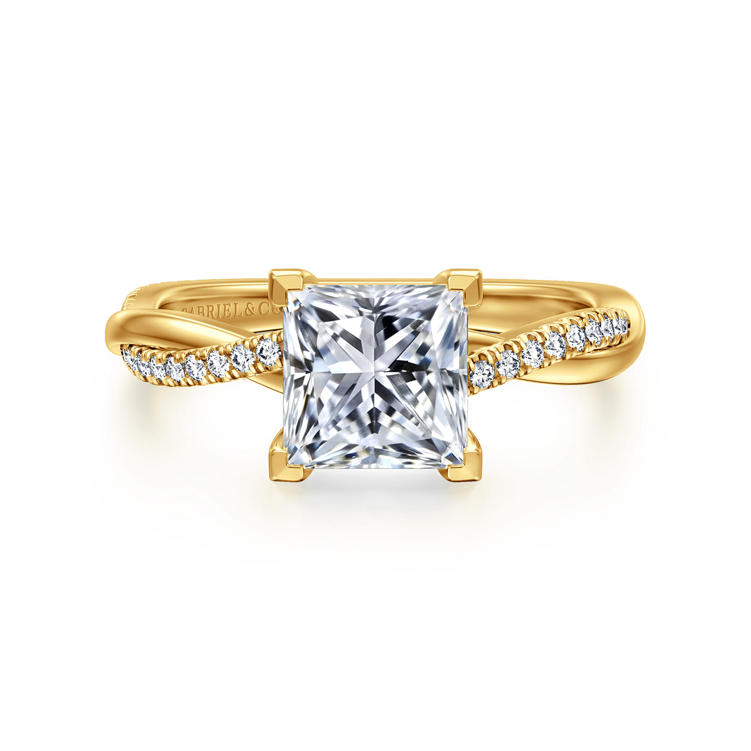 Campana - 18K Yellow Gold Princess Cut Twisted Diamond Engagement Ring