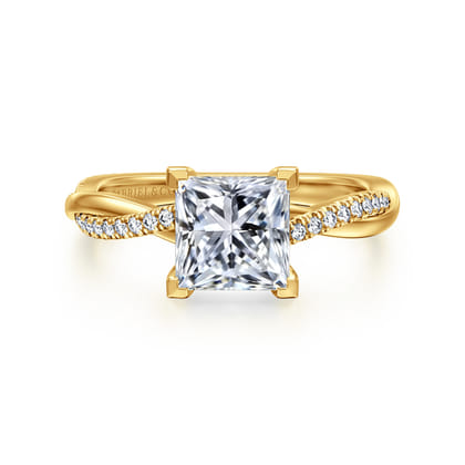 Campana - 18K Yellow Gold Princess Cut Twisted Diamond Engagement Ring