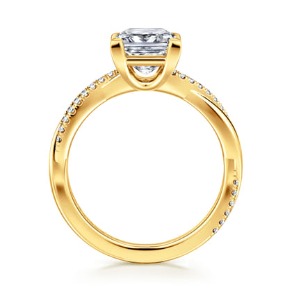 Campana - 18K Yellow Gold Princess Cut Twisted Diamond Engagement Ring