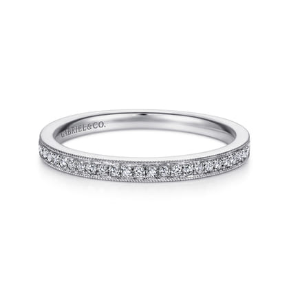 Capri - Vintage Inspired 14K White Gold Micro Pave Diamond Wedding Band
