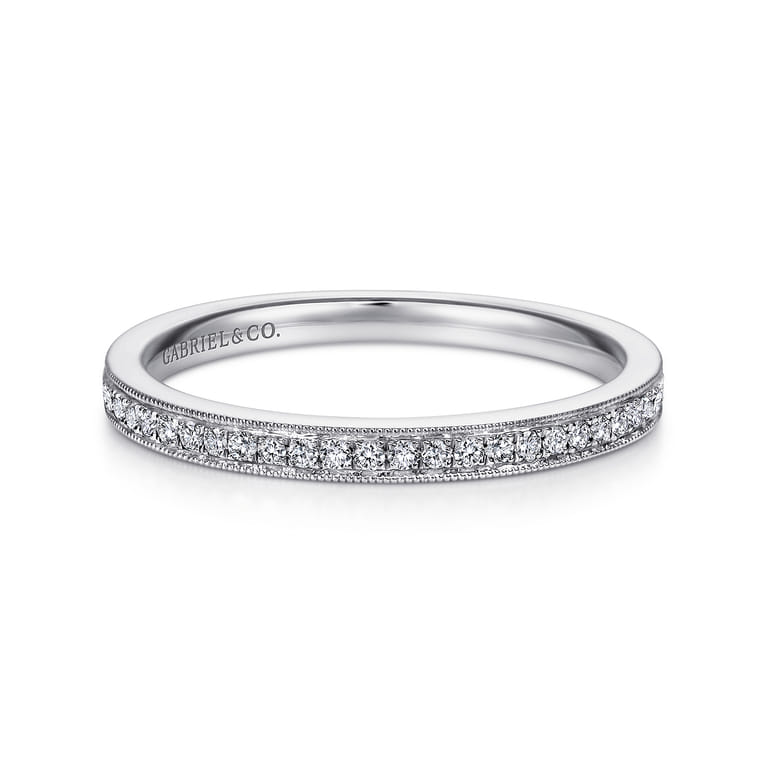 Straight Wedding Ring in 14k White Gold with Round Natural Diamond at Gabriel & Co. - Shot 1