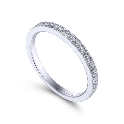 Capri - Vintage Inspired 14K White Gold Micro Pave Diamond Wedding Band