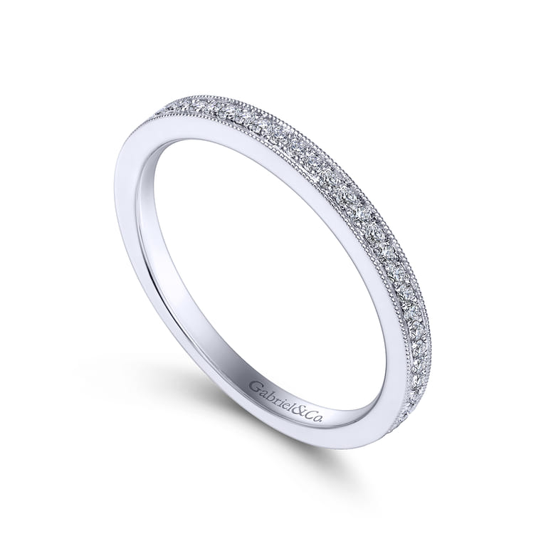 Straight Wedding Ring in 14k White Gold with Round Natural Diamond at Gabriel & Co. - Shot 3