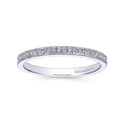 Capri - Vintage Inspired 14K White Gold Micro Pave Diamond Wedding Band