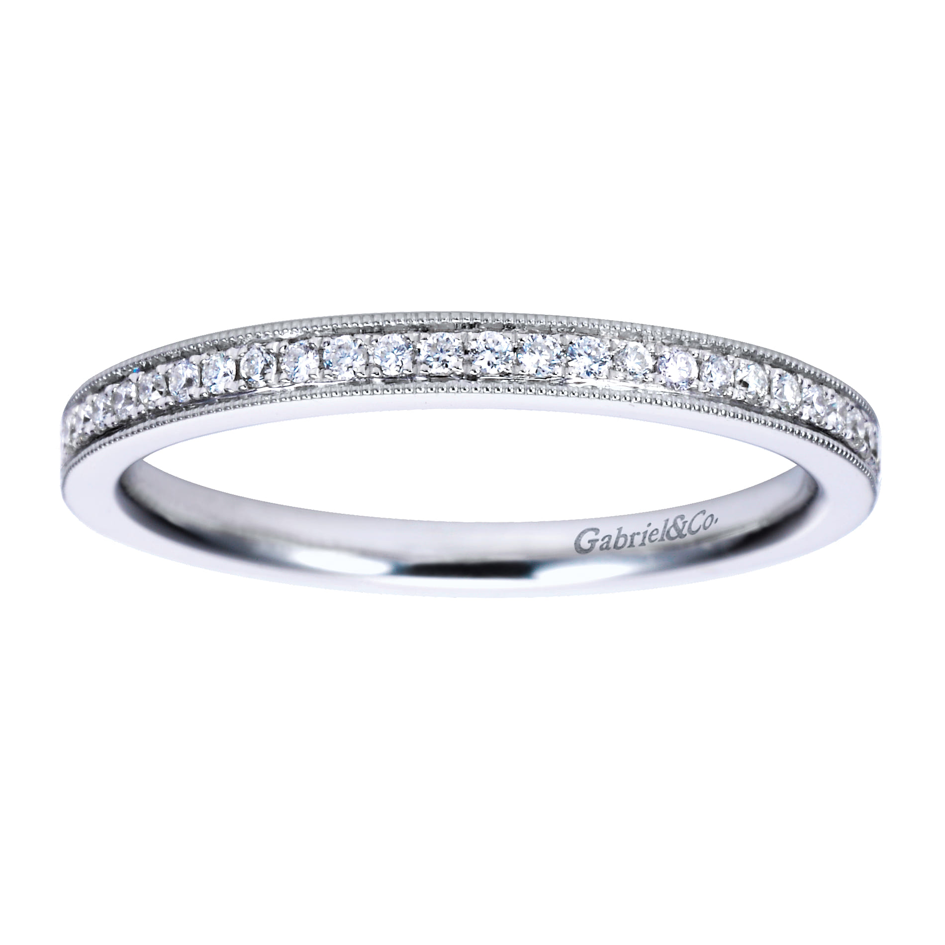 Straight Wedding Ring in 14k White Gold with Round Natural Diamond at Gabriel & Co. - Shot 5