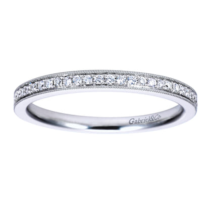 Capri - Vintage Inspired 14K White Gold Micro Pave Diamond Wedding Band