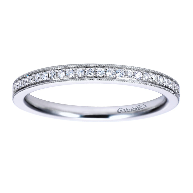 Straight Wedding Ring in 14k White Gold with Round Natural Diamond at Gabriel & Co. - Shot 5
