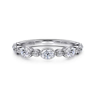 Captivate - 14K White Gold Bezel Set Oval and Round Diamond Anniversary Band